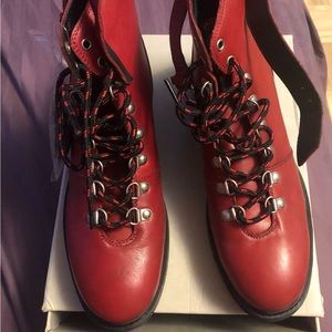 Red Hiking Boots
